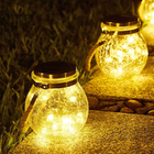 Crackle LED Solar Lights Patio Glass Hanging Lights Wishing Christmas Mason Jar Lights